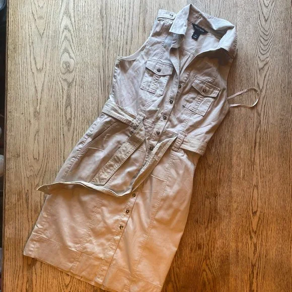 White House Black Market | Dresses | White House Black Market Beige  Sleeveless Utility Dress Sz 6 | Poshmark